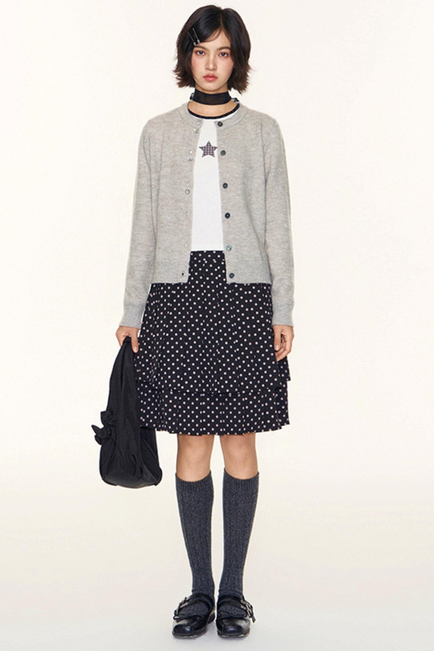 Original Lace-Up Crew Neck Cardigan Set-Up