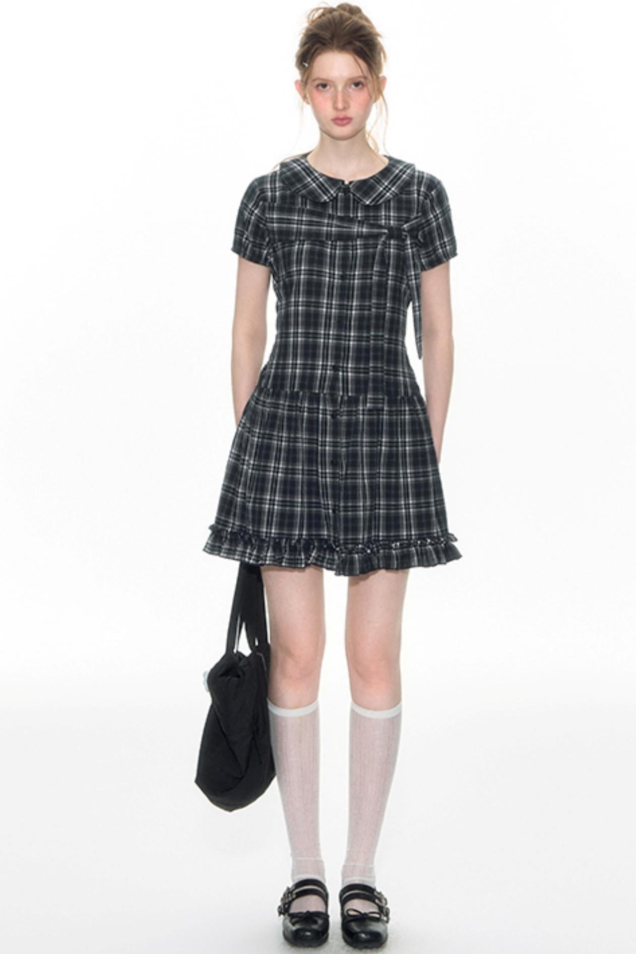 Sweet Cotton Plaid Skirt Set-Up