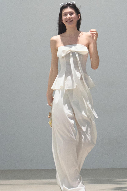 Eternal River Bandeau Top Wide-Leg Trousers Set-Up