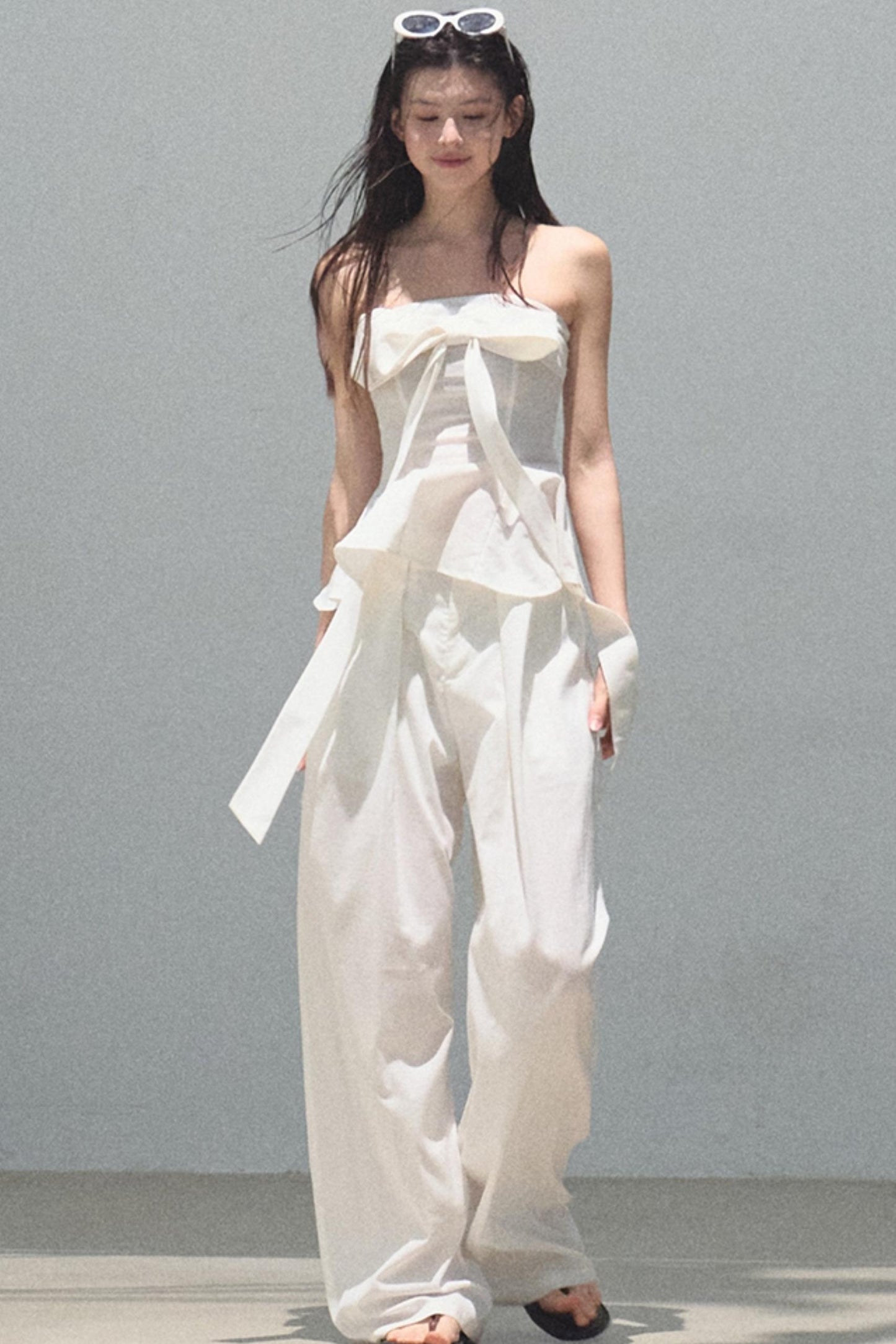 Eternal River Bandeau Top Wide-Leg Trousers Set-Up