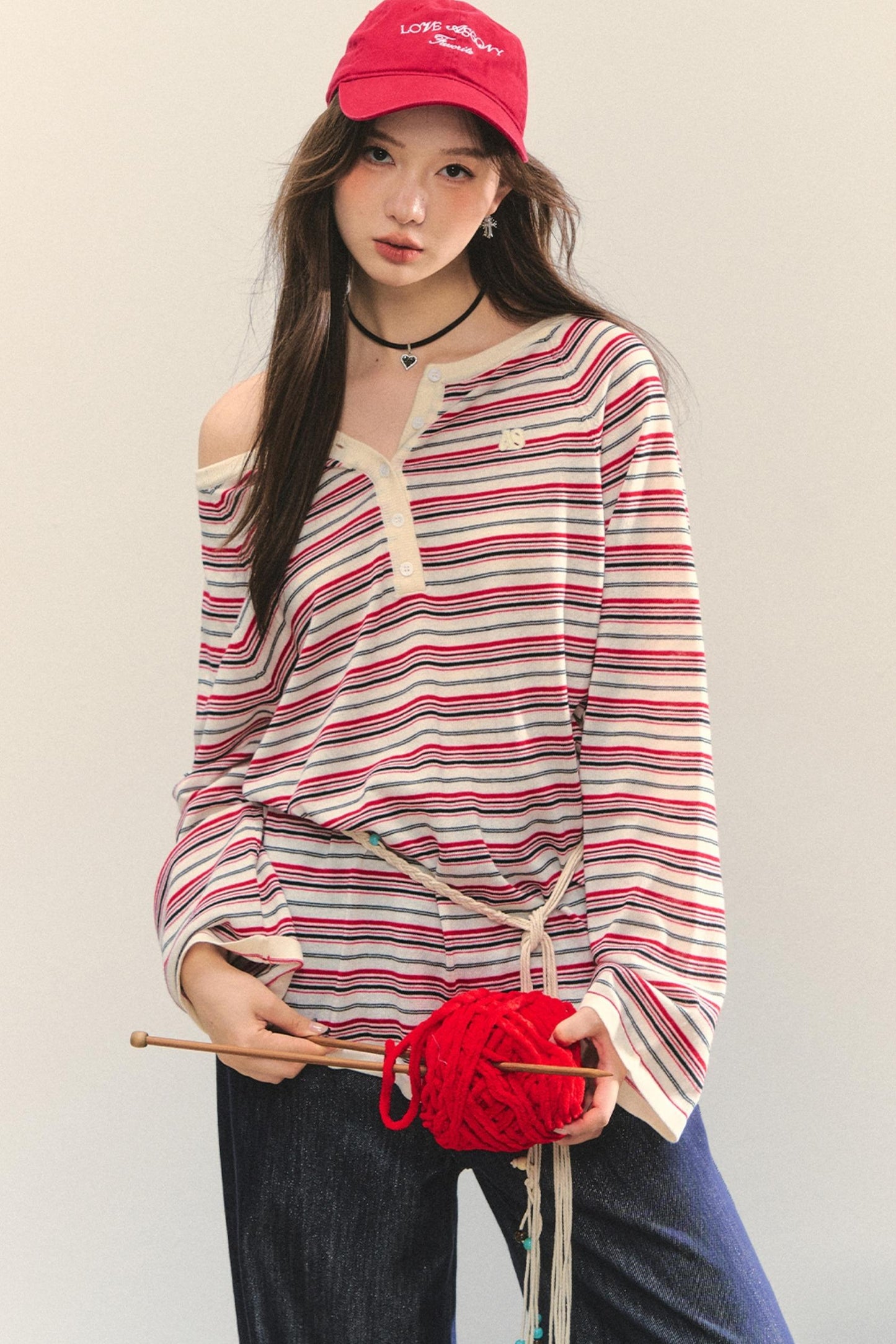 Striped Bow Tie T-Shirt Set-Up