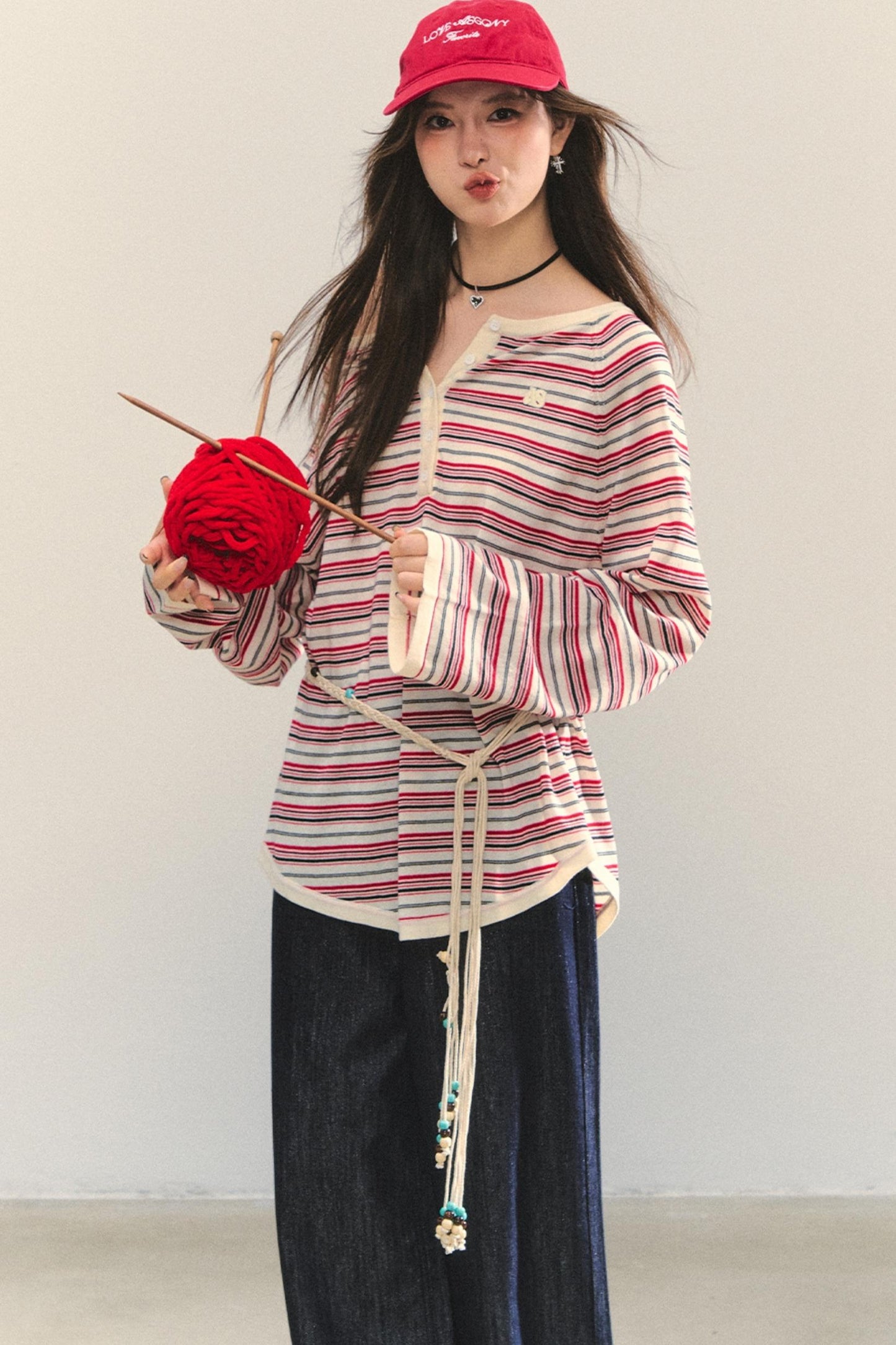 Striped Bow Tie T-Shirt Set-Up