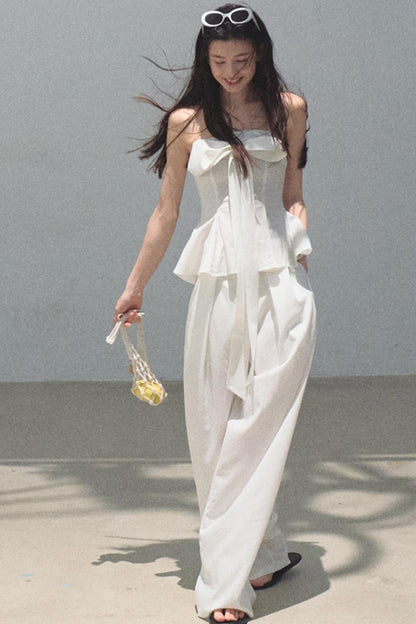 Eternal River Bandeau Top Wide-Leg Trousers Set-Up