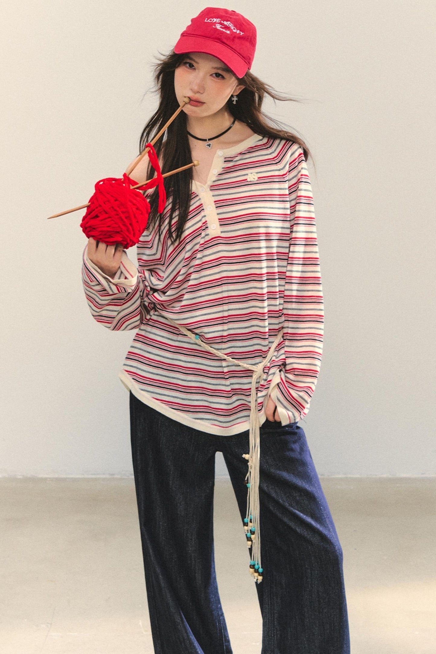 Striped Bow Tie T-Shirt Set-Up