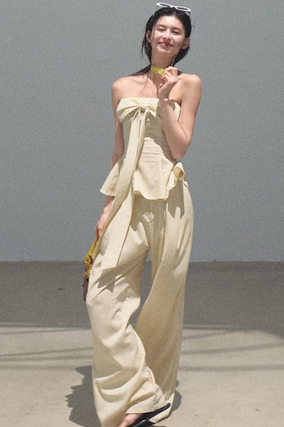 Eternal River Bandeau Top Wide-Leg Trousers Set-Up