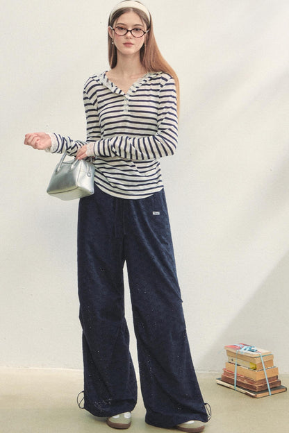 Short-Sleeved Lounge Knit Slacks Set-Up