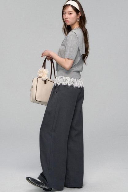 Short-Sleeved Lounge Knit Slacks Set-Up