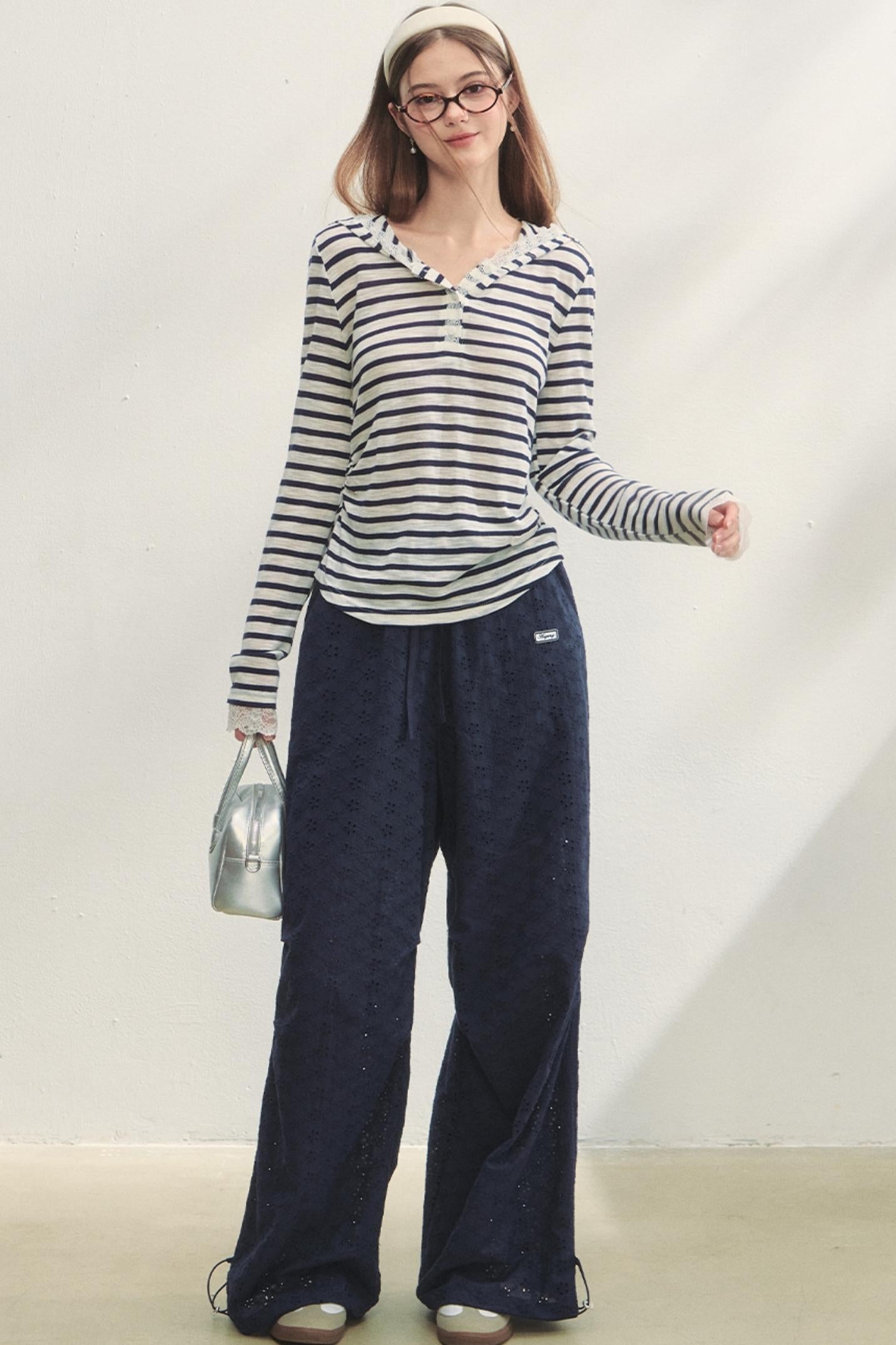 Short-Sleeved Lounge Knit Slacks Set-Up