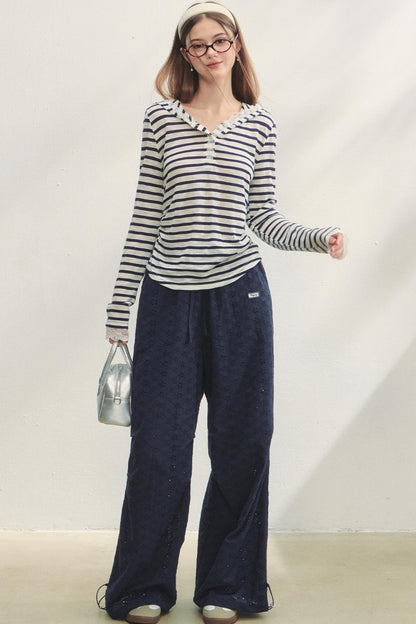 Short-Sleeved Lounge Knit Slacks Set-Up