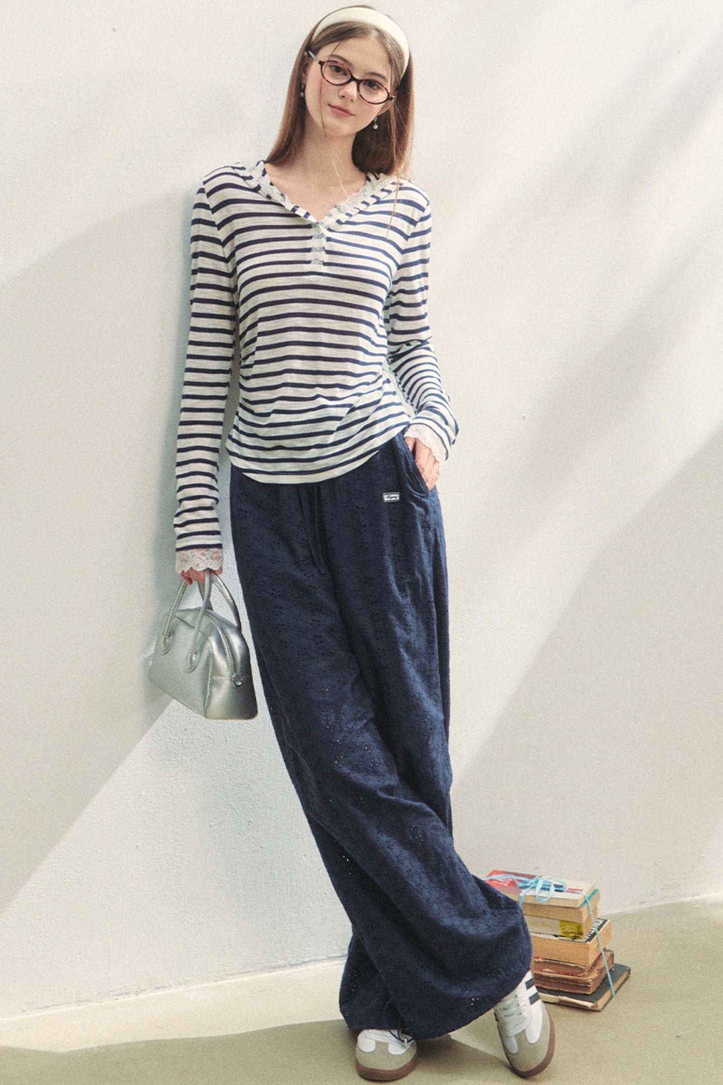 Short-Sleeved Lounge Knit Slacks Set-Up
