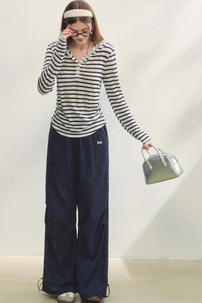 Short-Sleeved Lounge Knit Slacks Set-Up