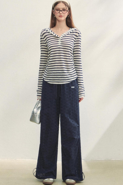 Short-Sleeved Lounge Knit Slacks Set-Up