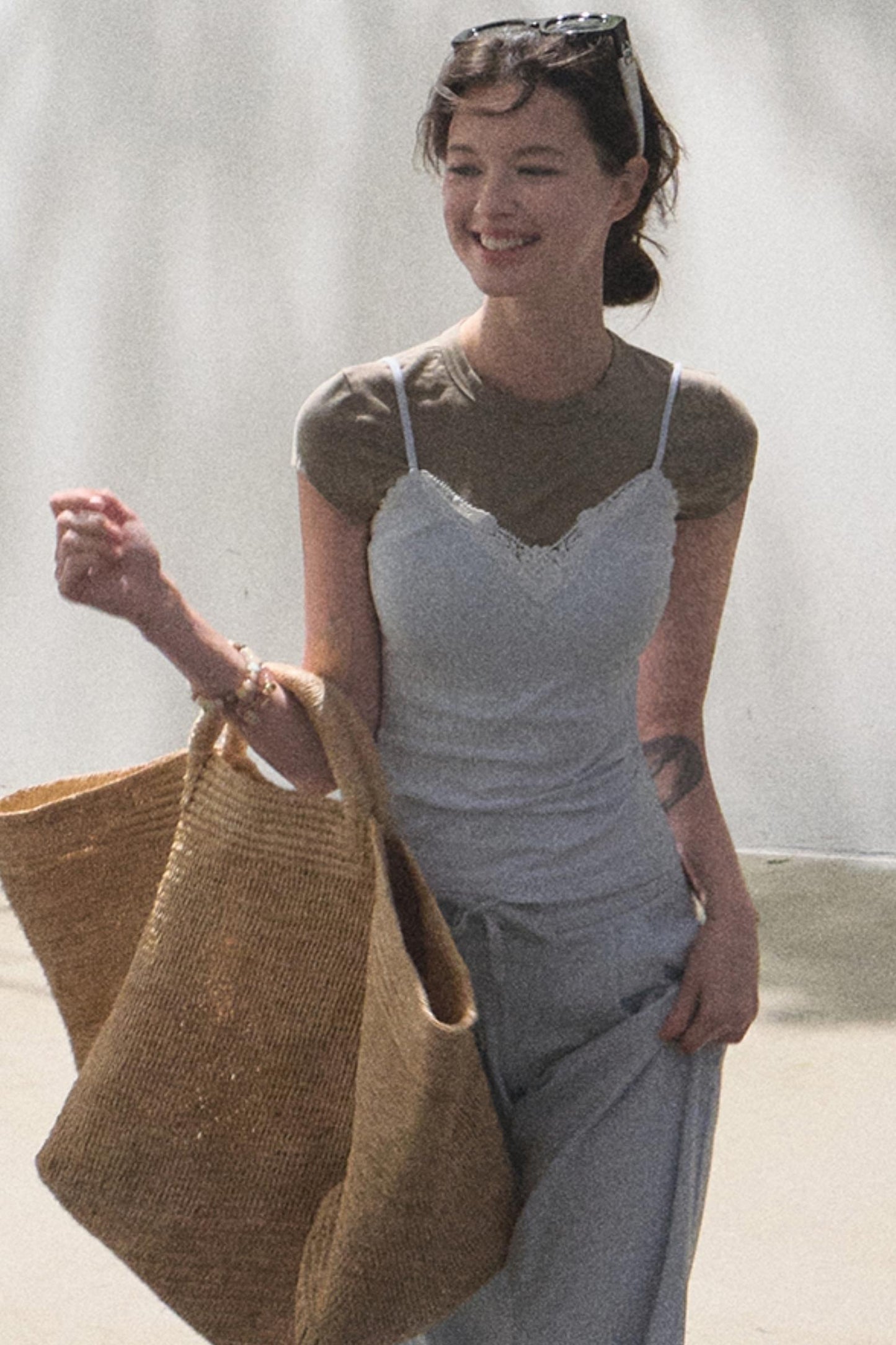 Lace-Up Top & Wide Leg Pants Set-Up