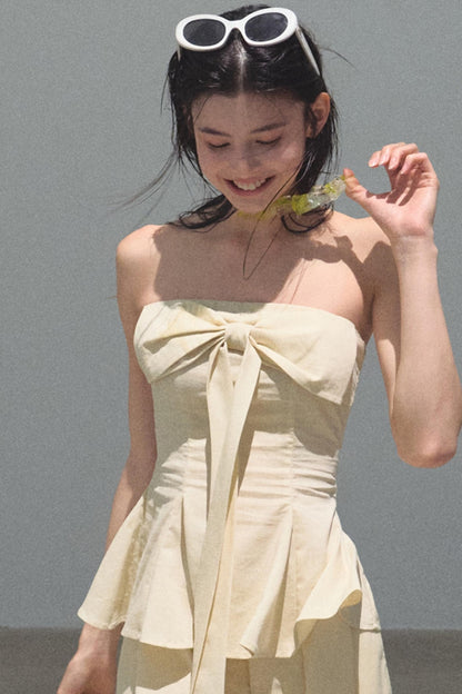 Eternal River Bandeau Top Wide-Leg Trousers Set-Up