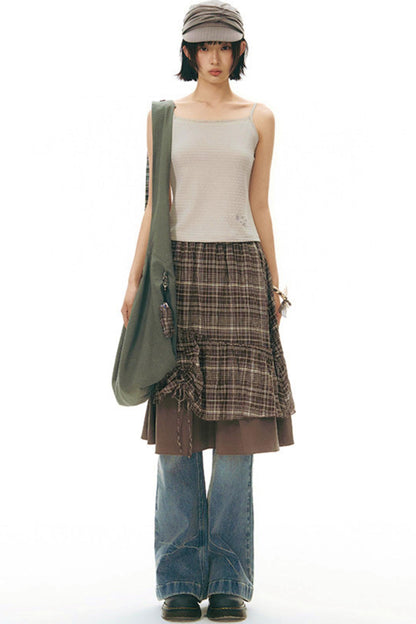 Plaid Multi-Layer Cake Skirt