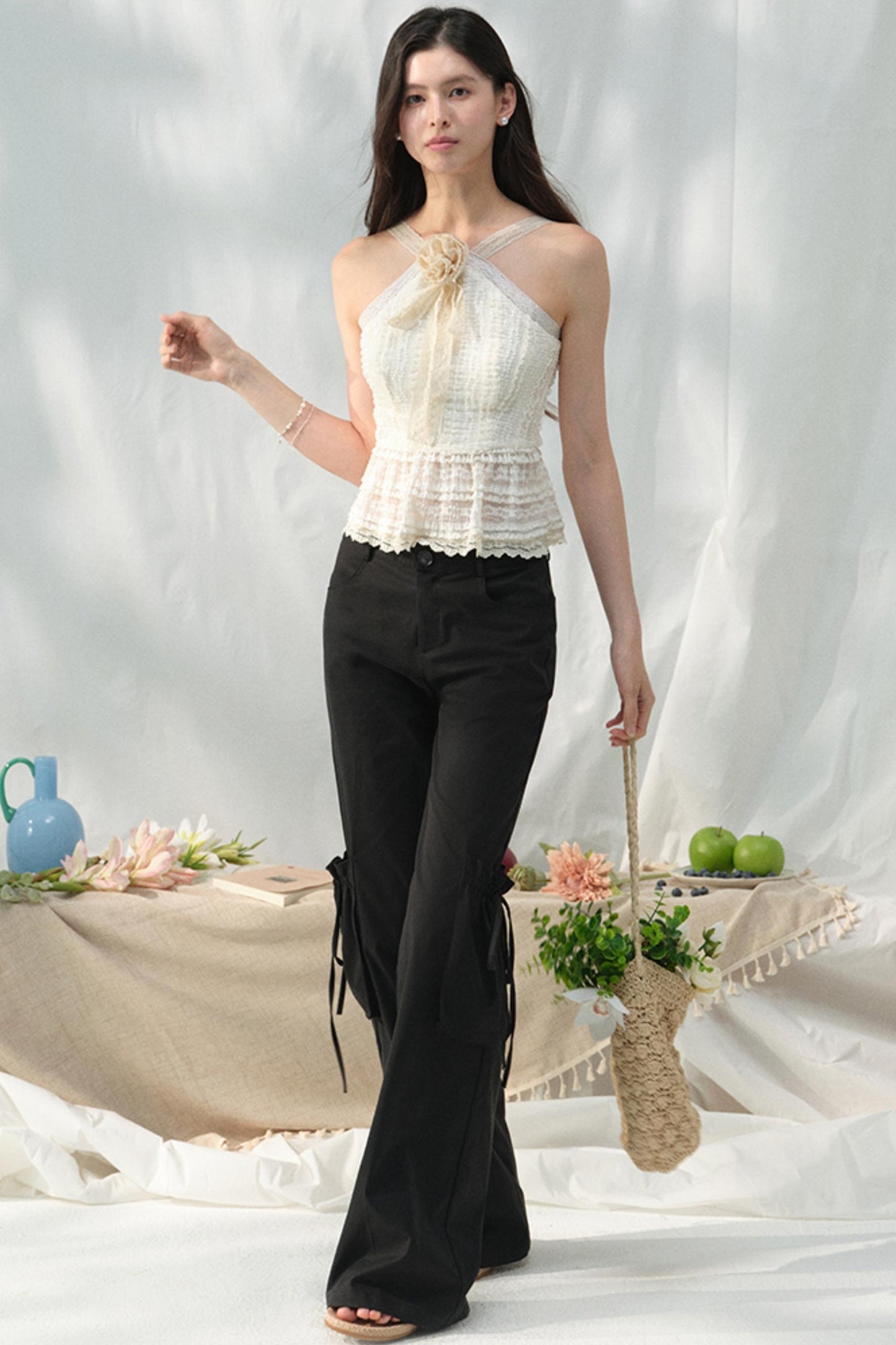 Lace-Trimmed Summer Pants