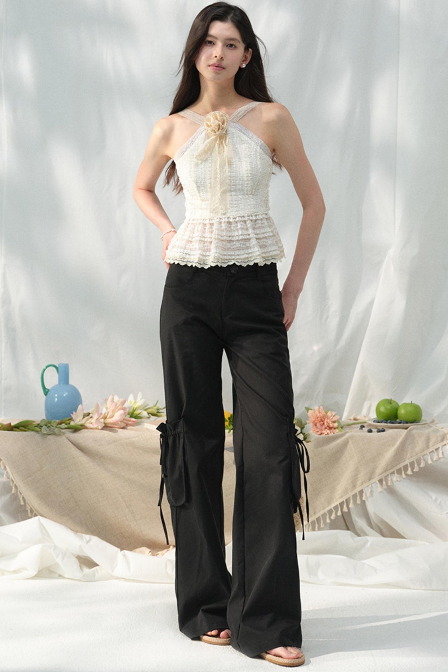 Lace-Trimmed Summer Pants