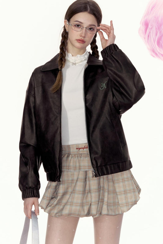 Double-Sided Loose Leather Jacket