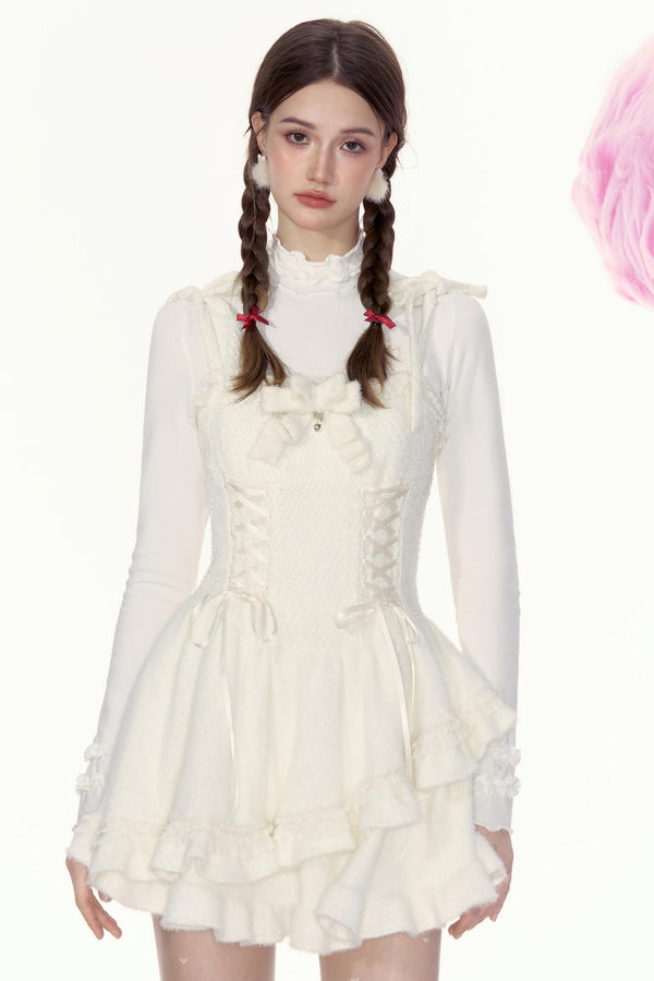 슬림 웨이스트 레이스업 슬립 드레스 