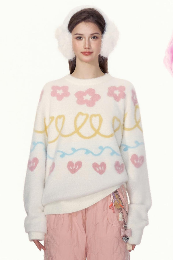 귀여운 루즈 크루넥 스웨터 