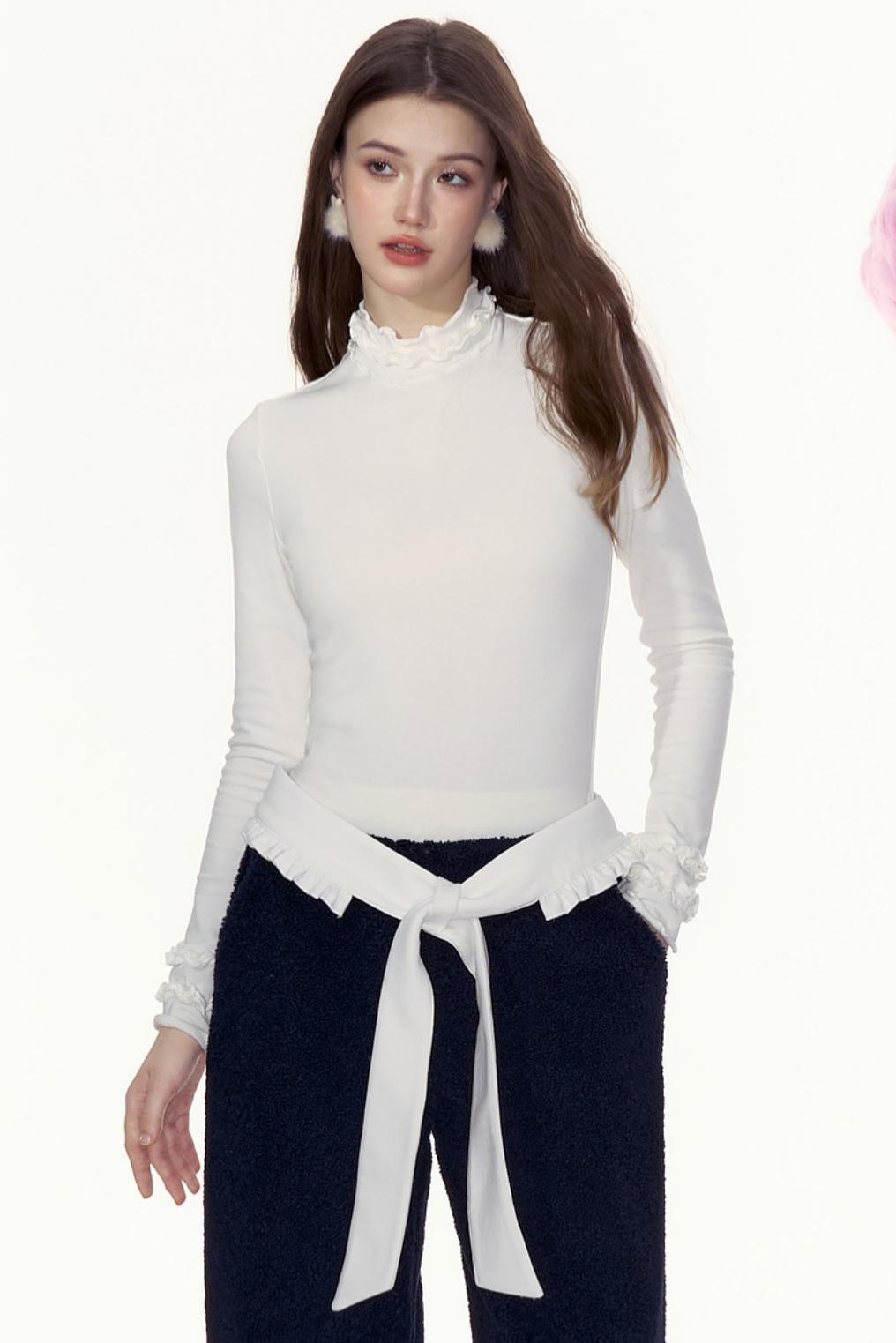 Fitted High-Neck Long-Sleeve Top