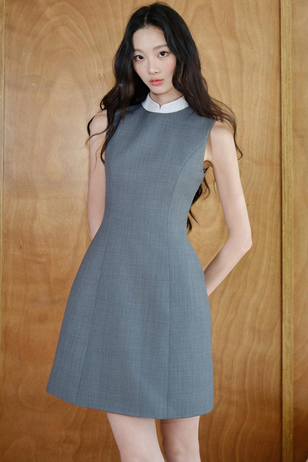 Pure Cotton Sleeveless Mandarin Collar Cropped Vest