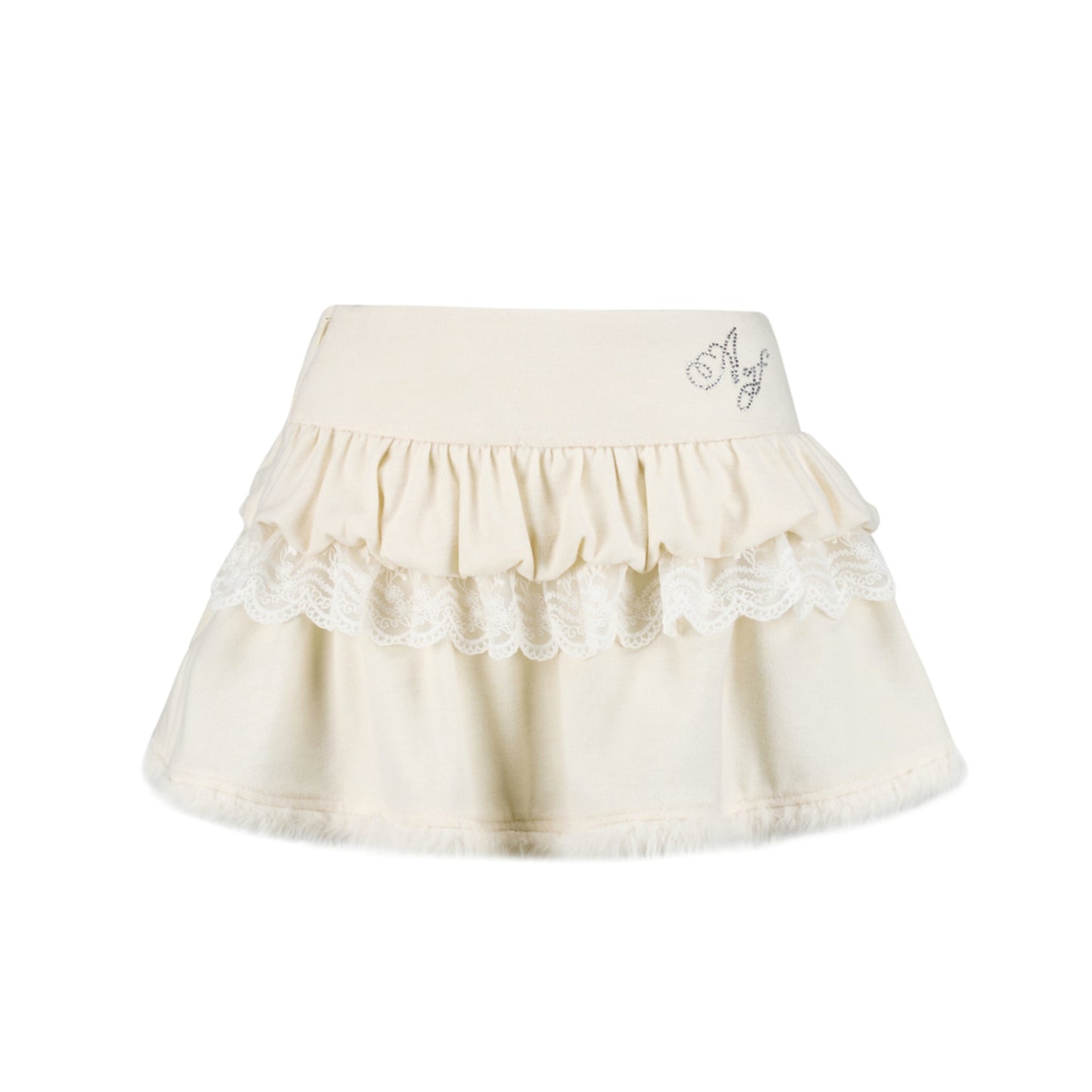 AYF|"Cherry Pudding" Autumn and winter original design sense plush stitched lace French retro foreign skirt