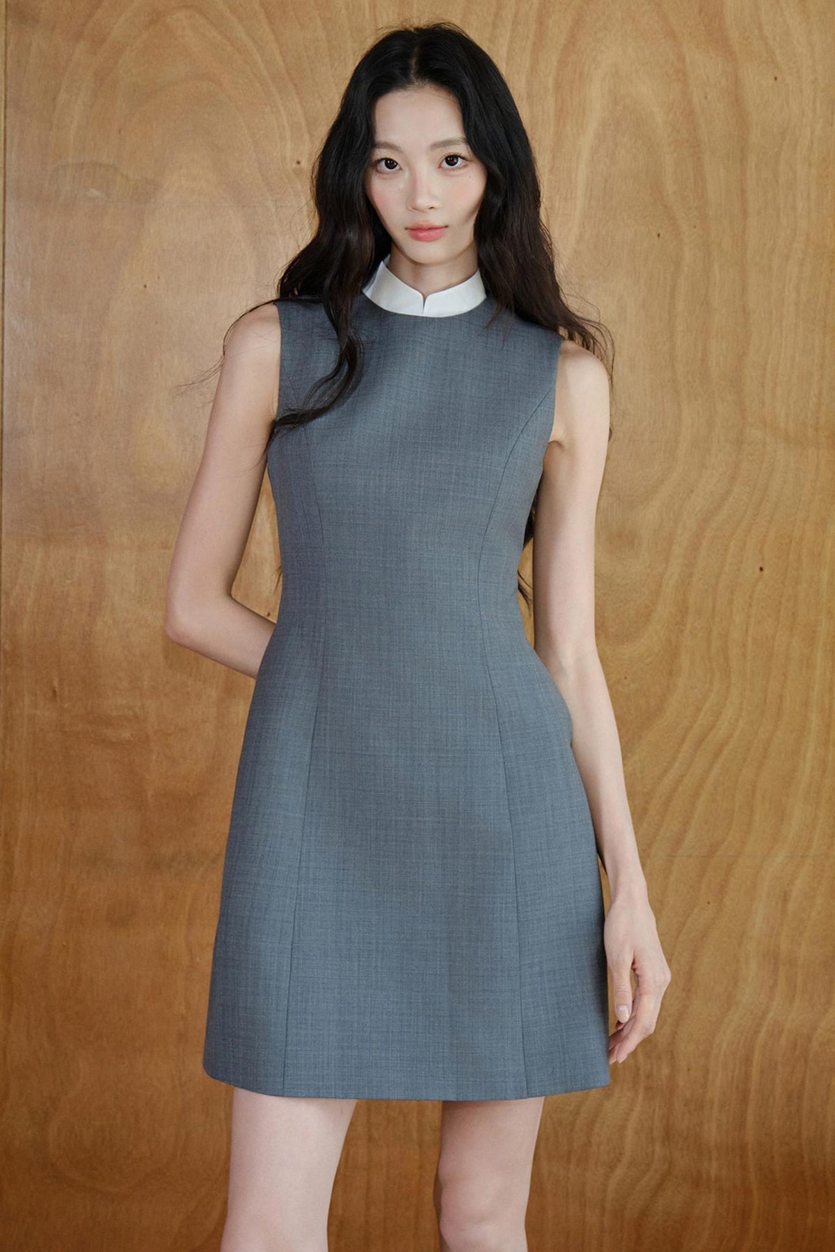 Pure Cotton Sleeveless Mandarin Collar Cropped Vest