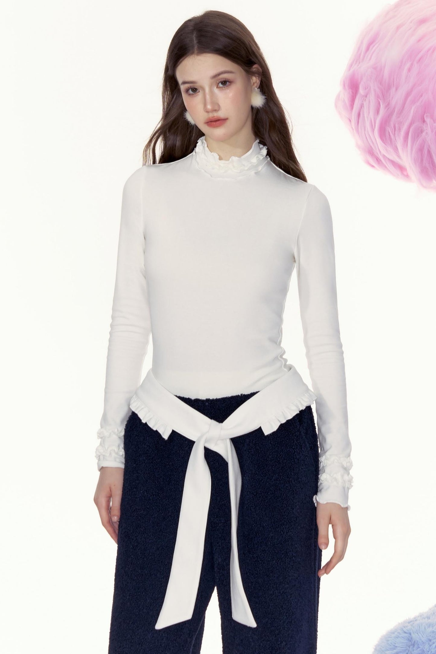 Fitted High-Neck Long-Sleeve Top