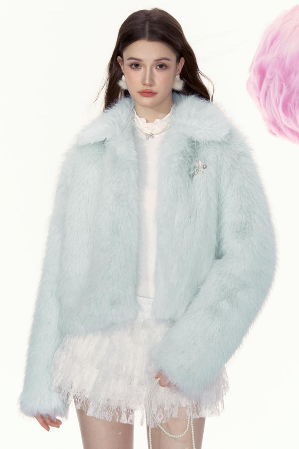 럭셔리 루즈 퍼 재킷 