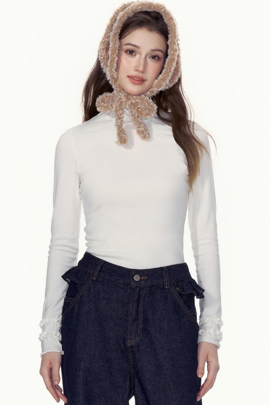 Fitted High-Neck Long-Sleeve Top