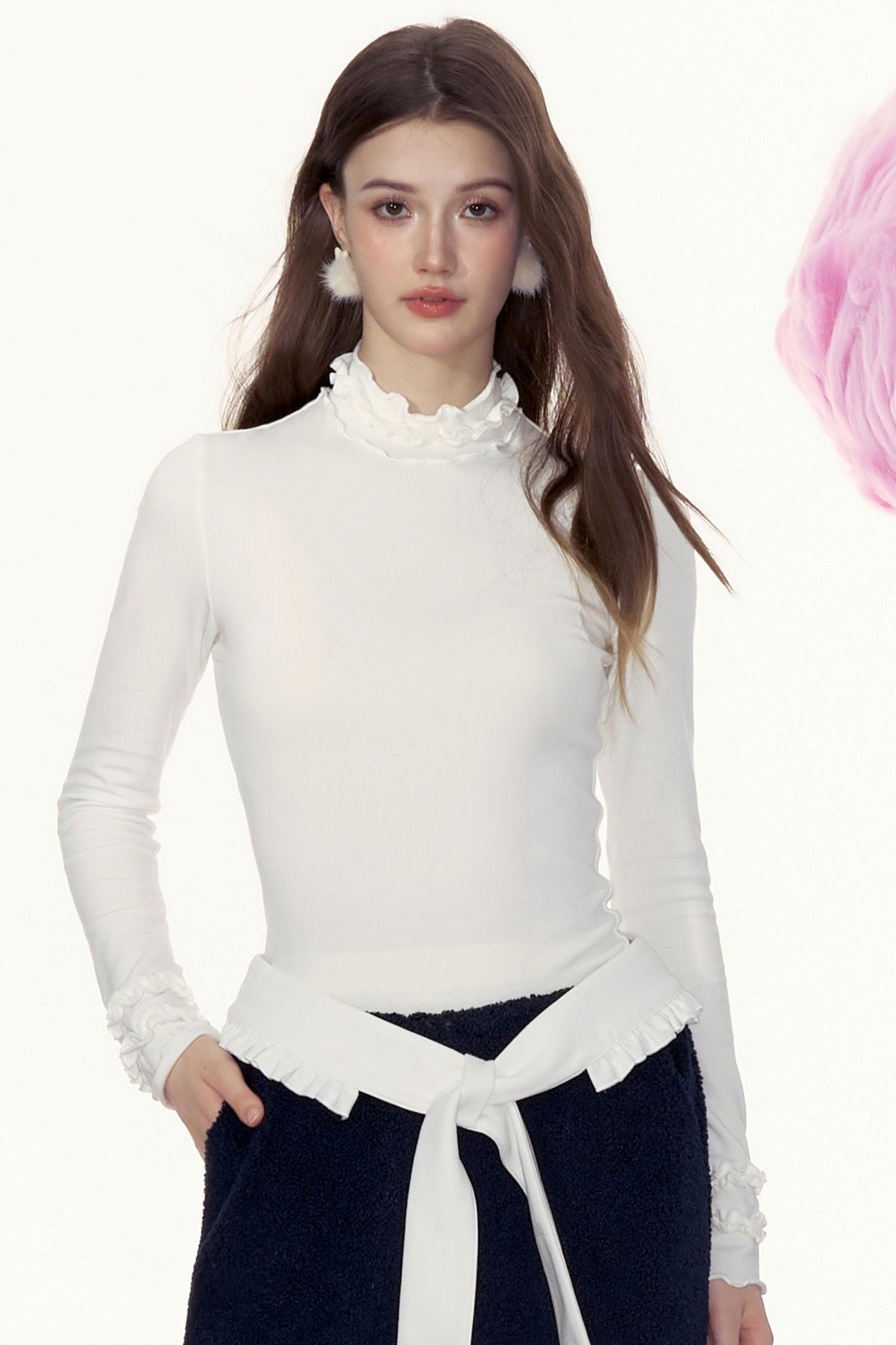 Fitted High-Neck Long-Sleeve Top