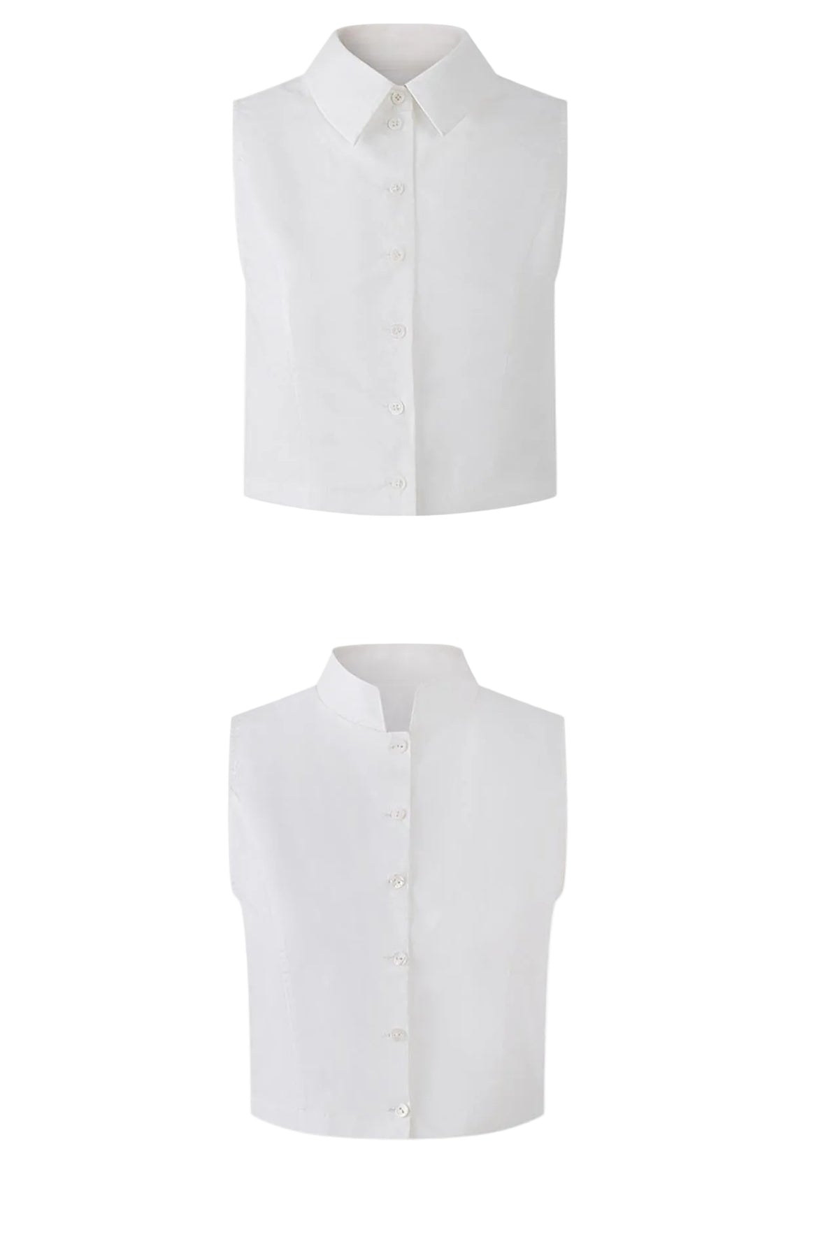 Pure Cotton Sleeveless Mandarin Collar Cropped Vest