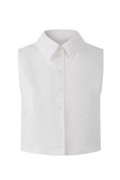Pure Cotton Sleeveless Mandarin Collar Cropped Vest