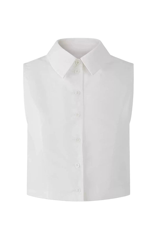 Pure Cotton Sleeveless Mandarin Collar Cropped Vest