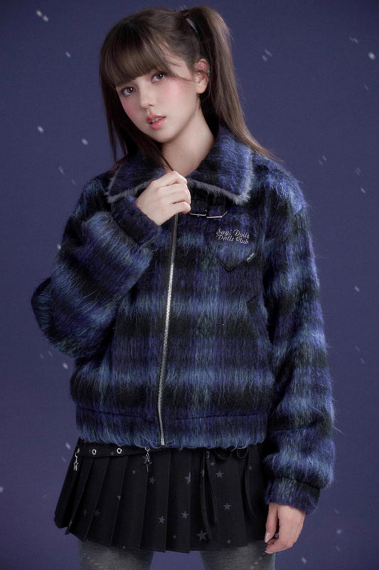 Plaid Woolen Winter Coat