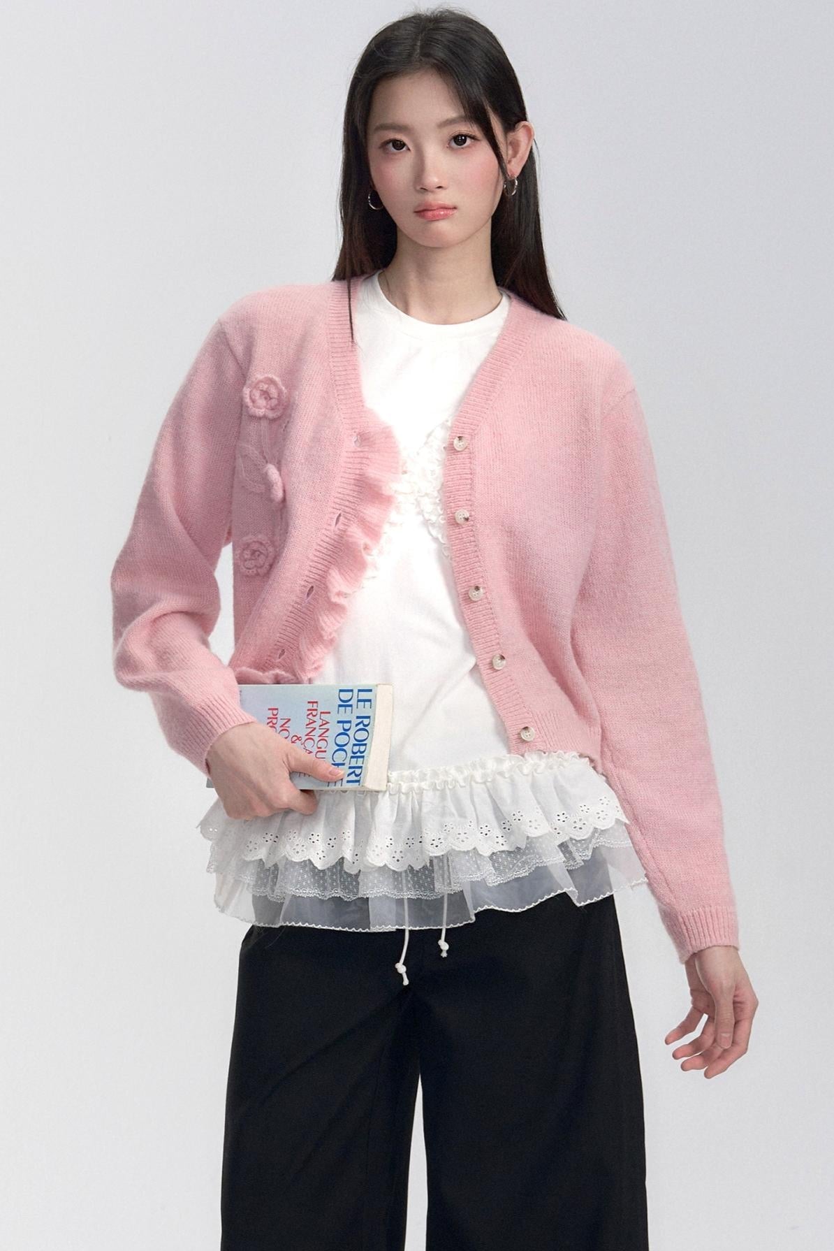 Handgemachte gehäkelte Strickjacke 