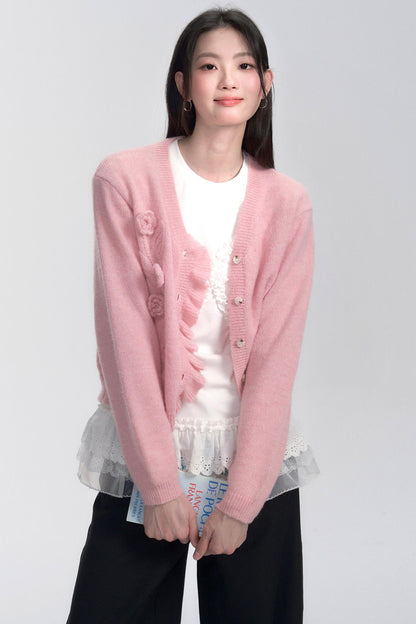 Handgemachte gehäkelte Strickjacke 