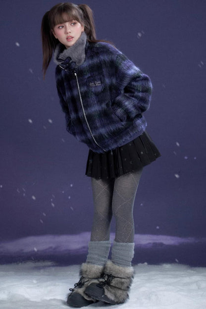 Plaid Woolen Winter Coat