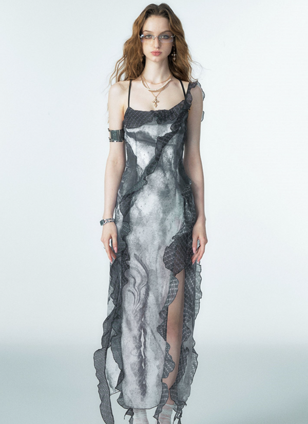 Romantic Ruffle Wandering Slip Dress