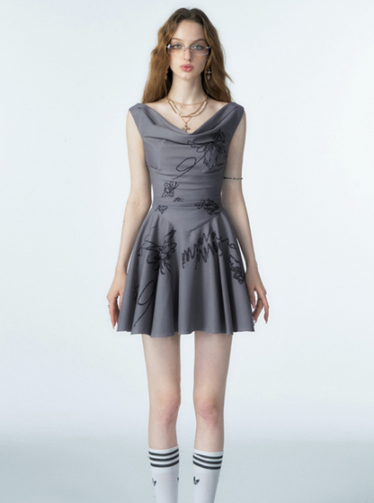 Bard Swing Collar Short Dress