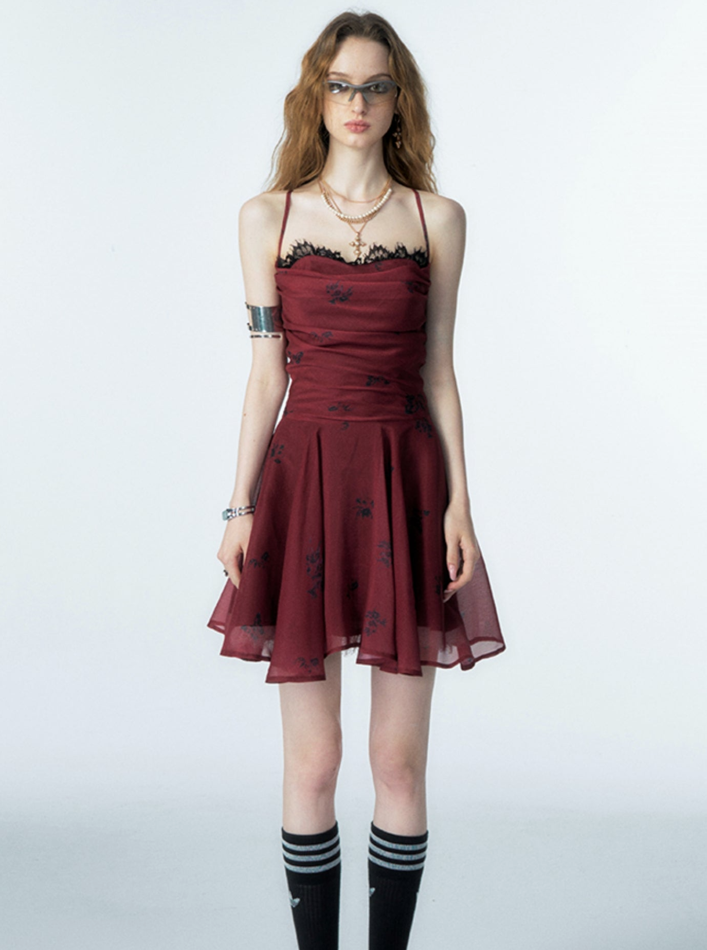 Tostana Rose Butterfly Contrast Dress