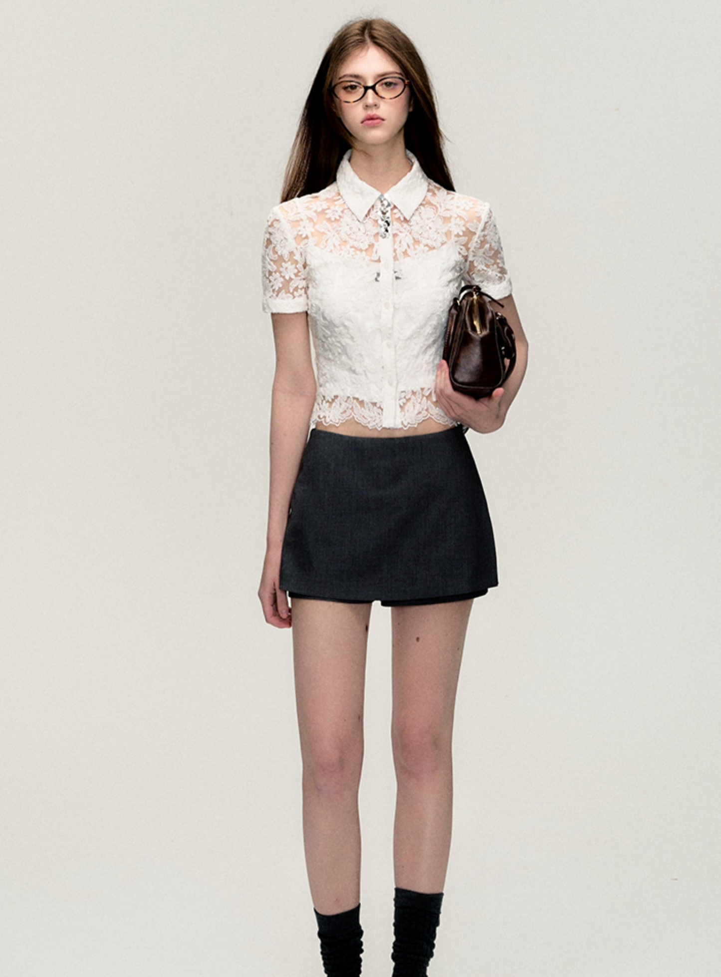 Lace Sequined Fashion Shirt