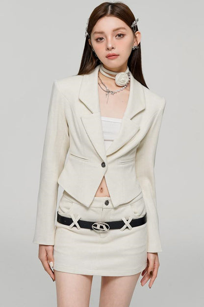 Elegant Short Blazer Skirt Set-Up