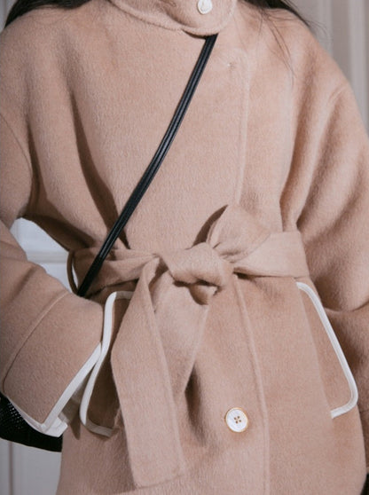 cheese latte wool coat