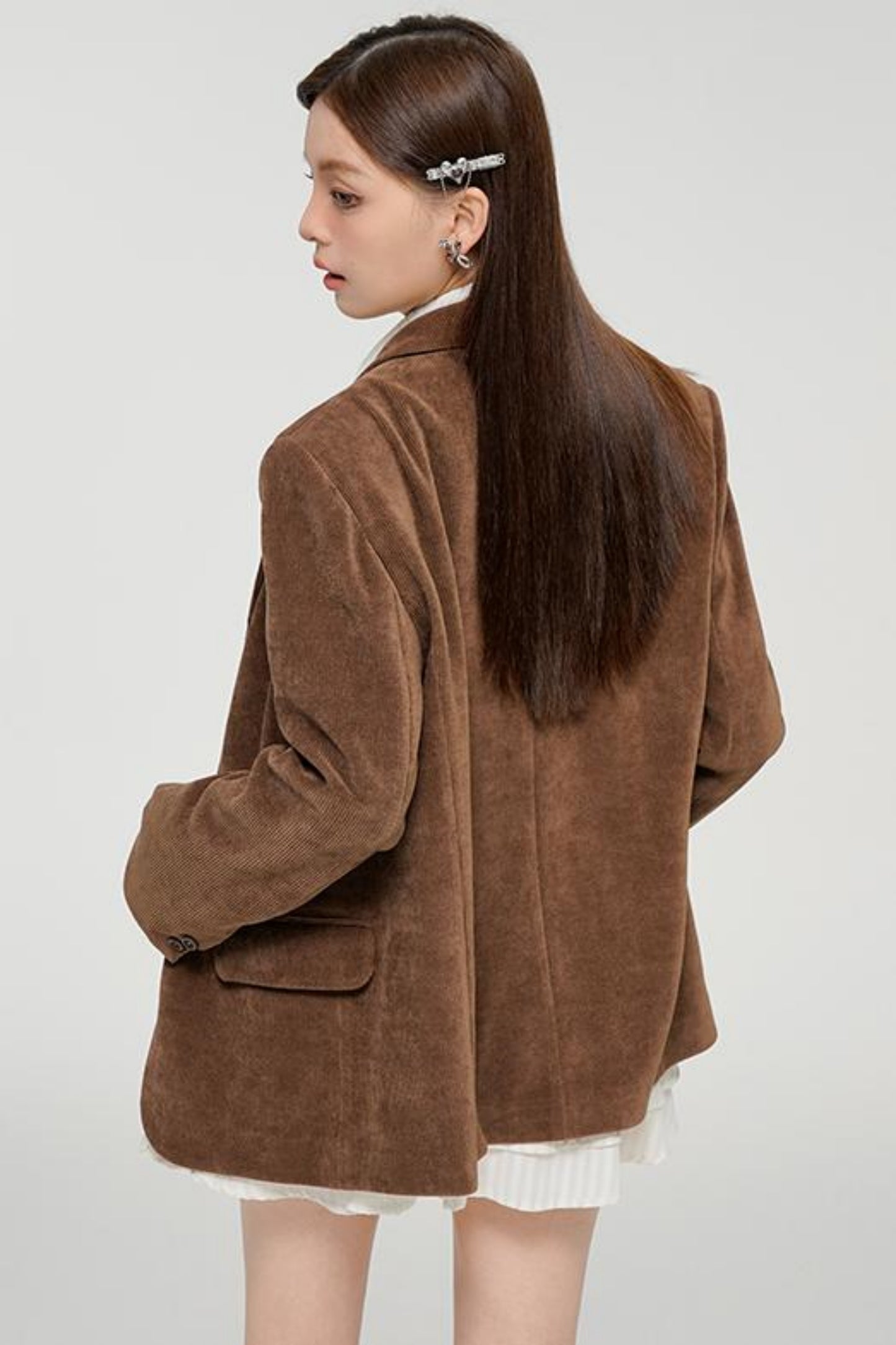 Chic Brown Corduroy Blazer