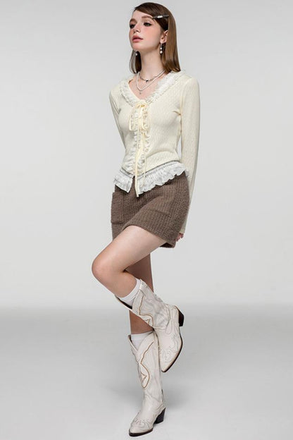 Sweet Lace Crop Sweater