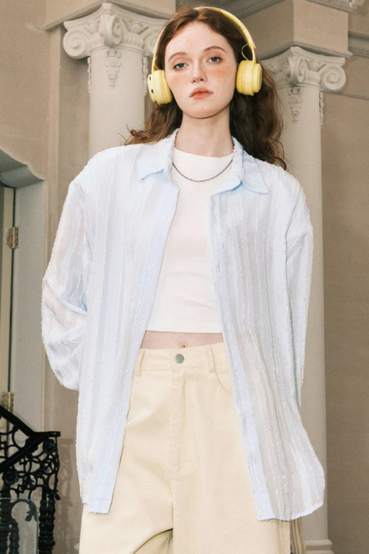 Sheer Texture Long Shirt