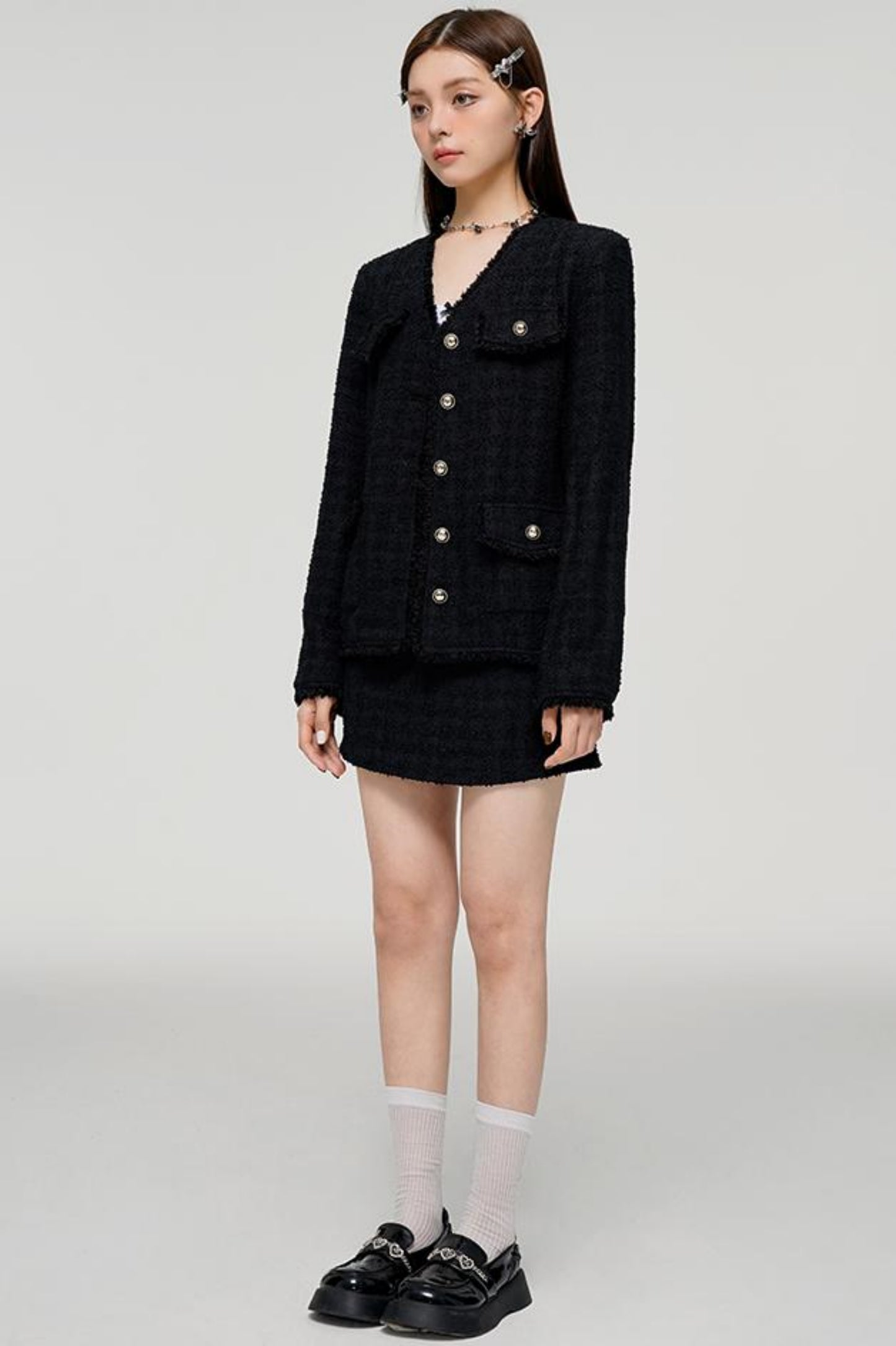 Black Edge Jacket & Chili Skirt Set-Up