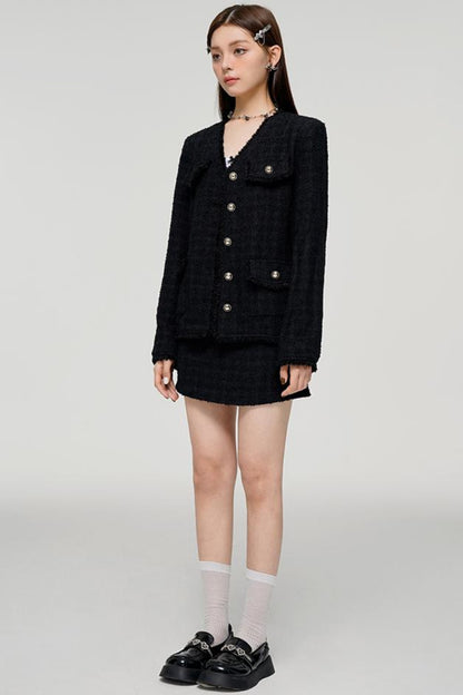 Black Edge Jacket & Chili Skirt Set-Up